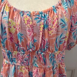 Simply Southern Pink and Blue Smocked Mini Dress Size Large